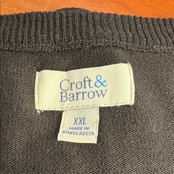 croft & barrow Men's Classic Black V-Neck Sweater Long Sleeve Size XXL - Picture 2 of 2